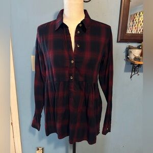 Maurice’s, Plaid Flannel, Babydoll, Top